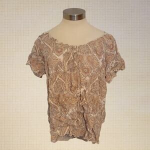 Boho Paisley Elastic Waist Lightweight St Johns Bay Summer Top Large